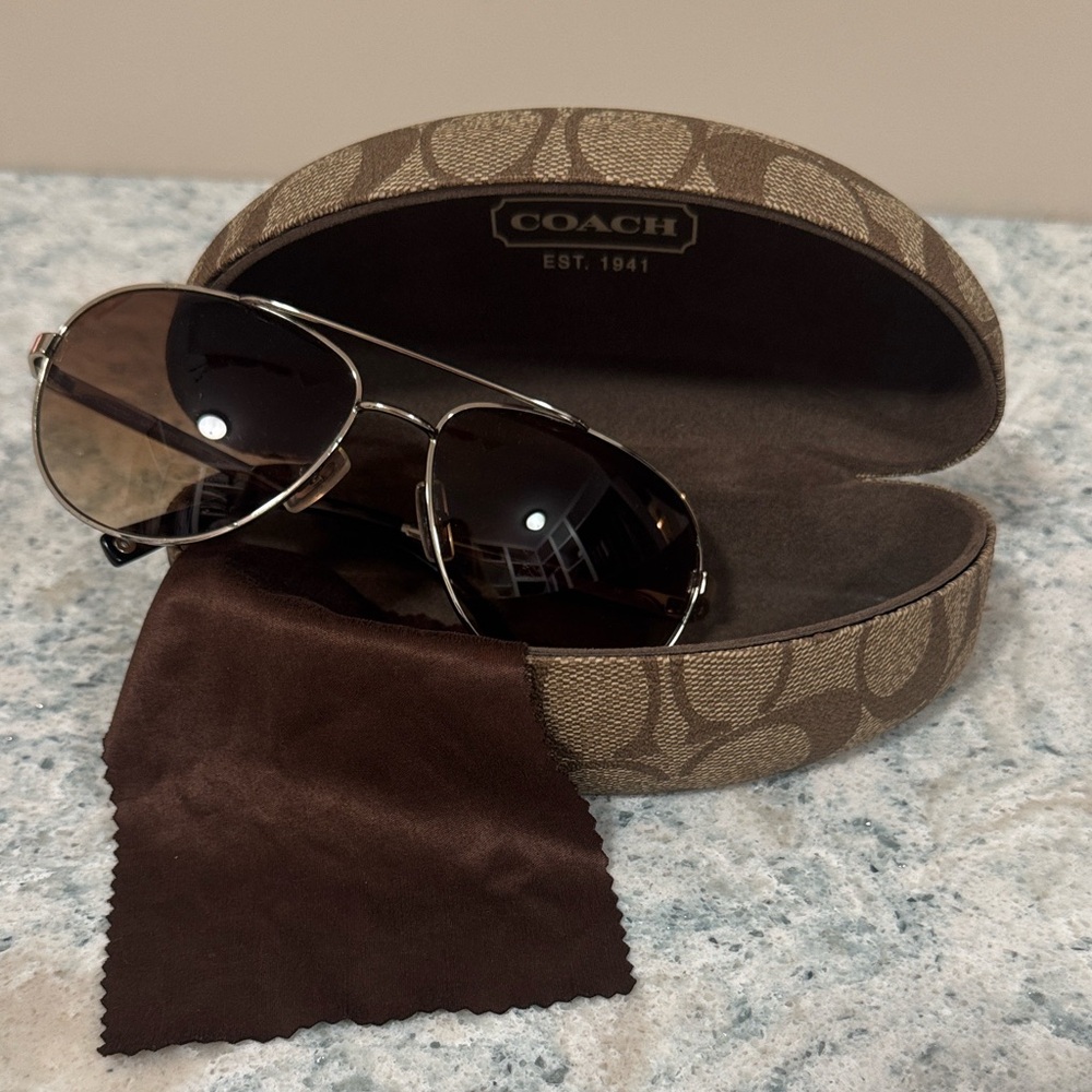 Coach Brown Aviator Sunglasses with Case